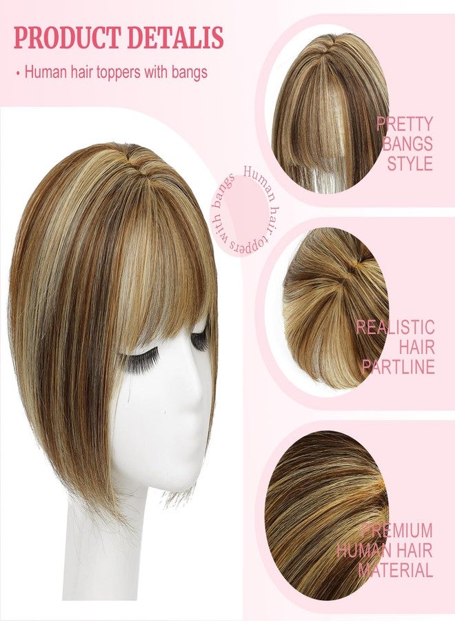 يامي وصلات شعر يامي للنساء، وصلات شعر طبيعي مع غرة (بني متوسط ​​مع خصلات فاتحة) - Image 3